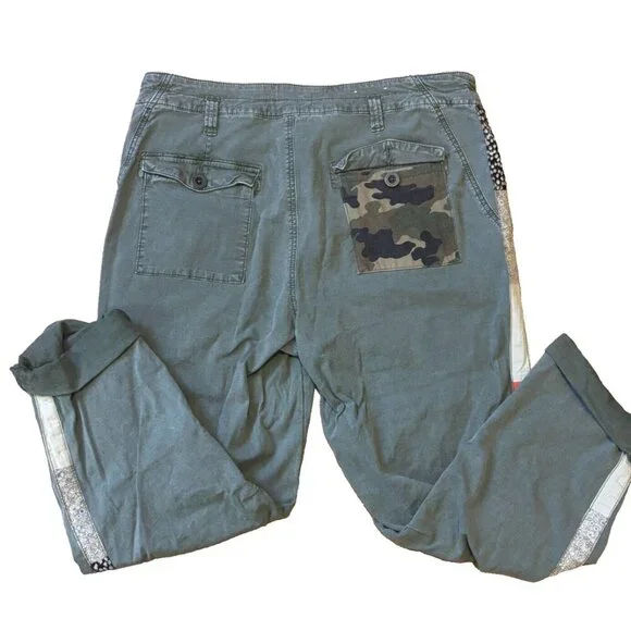 Anthropologie Womens The Wanderer Green Patch Bohemian Camo Pocket Pants 32” - Picture 4 of 6